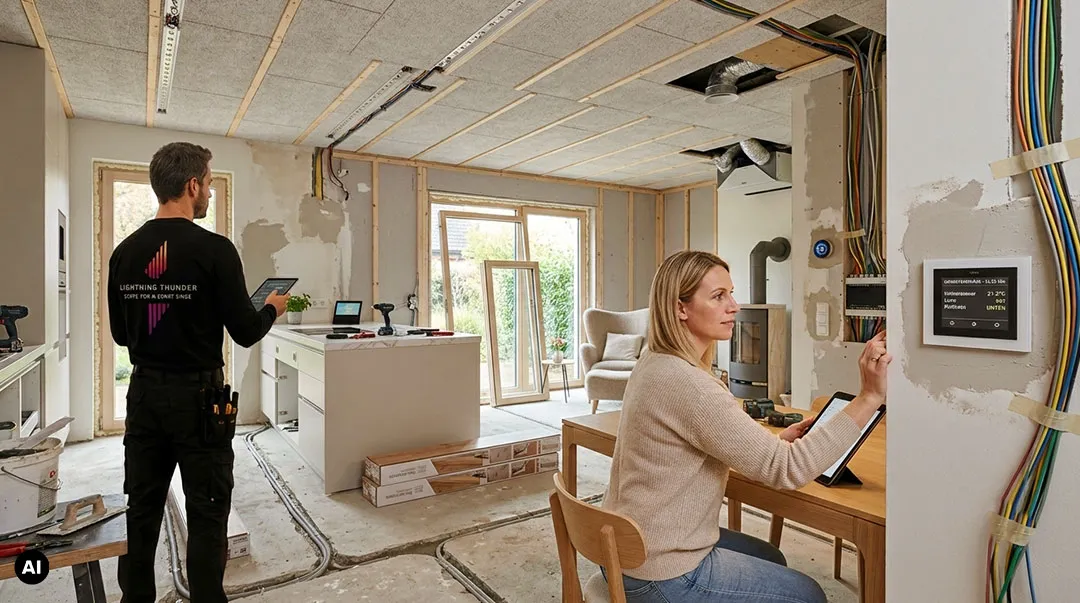 Lightning Thunder – Smart Home bei der Sanierung mit intelligenter Gebäudetechnik und moderner Steuerung für die nachträgliche Digitalisierung bestehender Wohnräume.